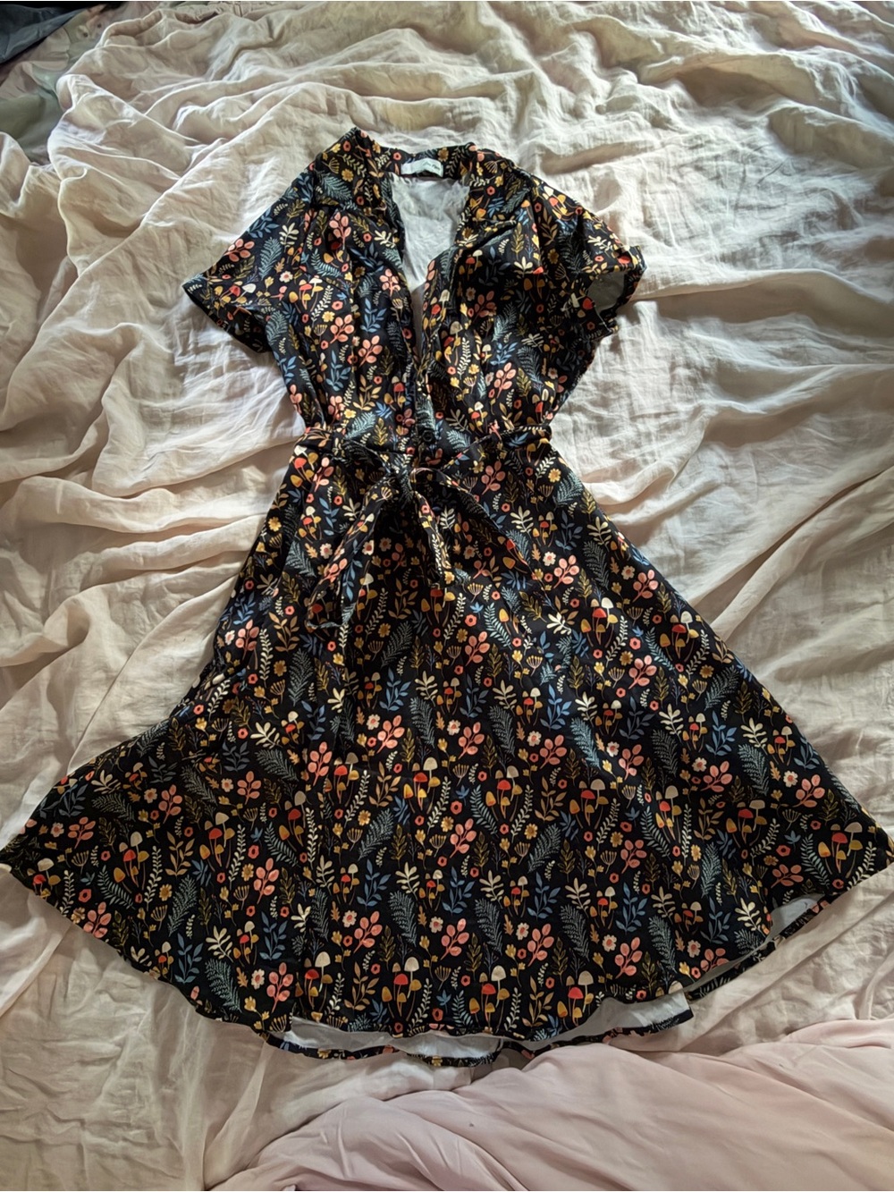 Eva Rose Floral and Mushroom Cotton Dress